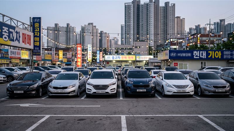 Подержанные корейские автомобили на площадке дилера